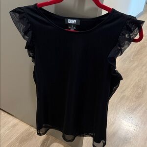 DKNY Elegant Black Ruffle Blouse